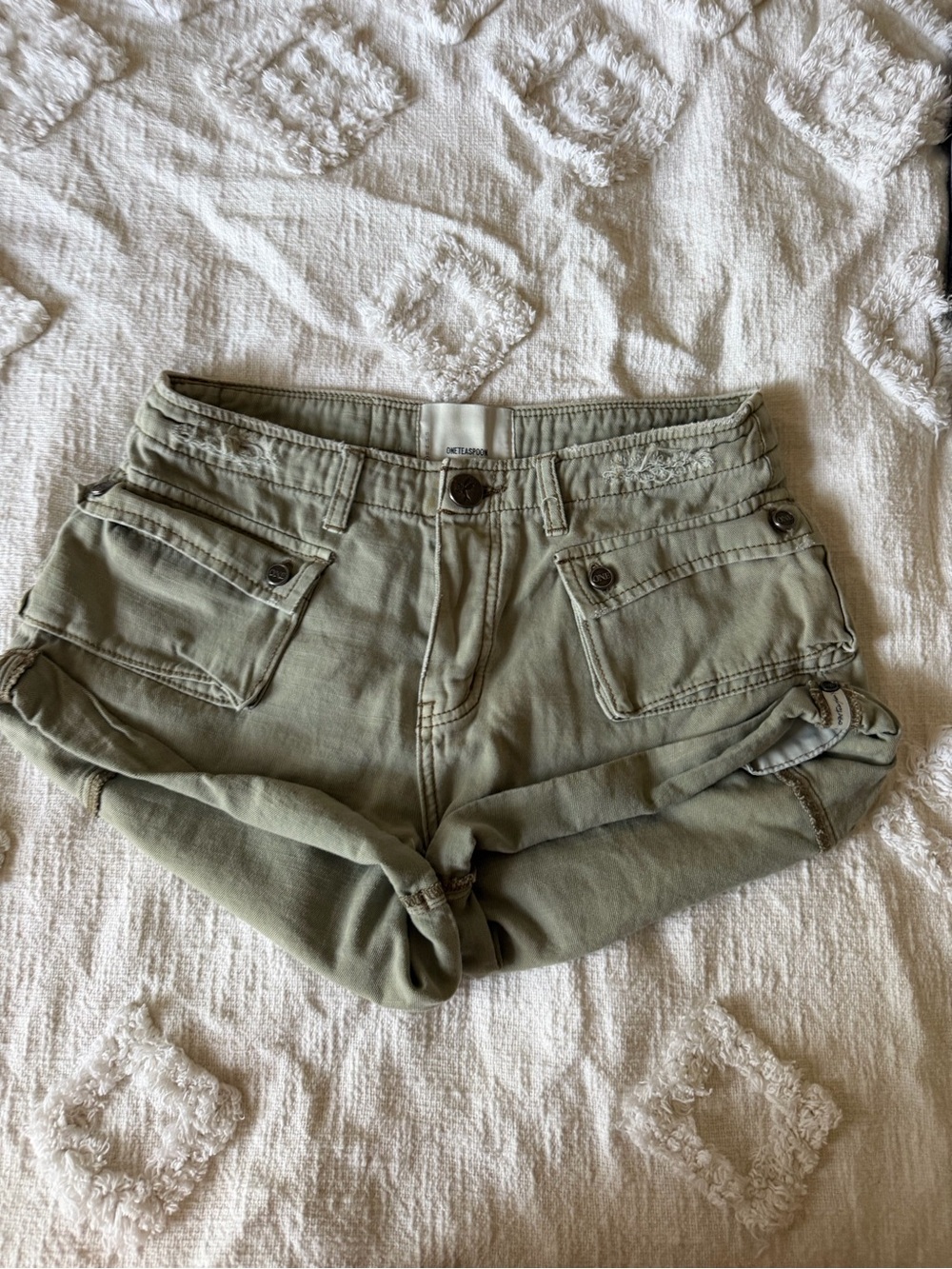 One Teaspoon Olive Green Cargo Shorts